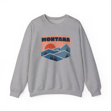 Buy sport-grey Montana Sweatshirt Retro Mountains, Montana Unisex Graphic Crewneck