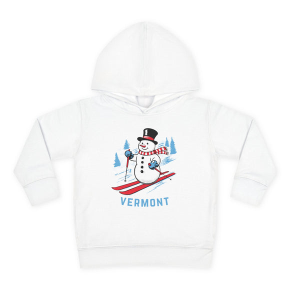 Vermont Toddler Hoodie - Unisex Skiing Snowman Vermont Sweatshirt