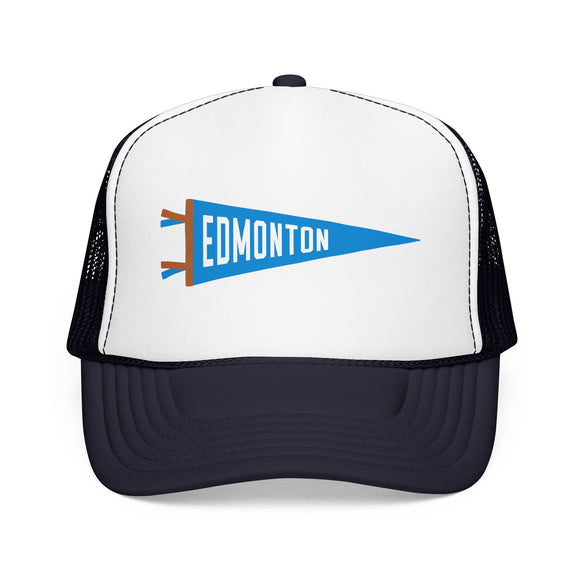 Edmonton, Alberta Pennant Trucker Hat — Retro Flag Foam Cap