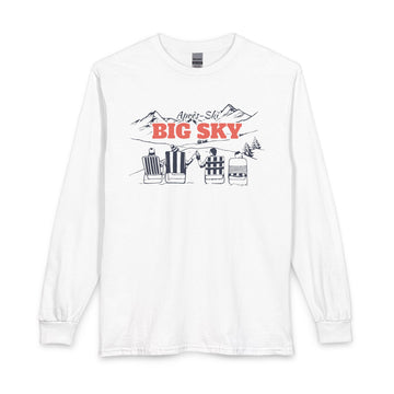 Big Sky, Montana Après-ski Long Sleeve Shirt - Mountain Retro Skiing - 0