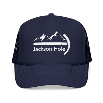 Buy dark-navy Jackson Hole, Wyoming Trucker Hat - Foam Boulder Cap