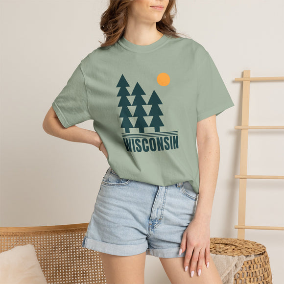 Wisconsin T Shirt, Comfort Colors Cotton 100% Cotton Trees Tee