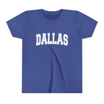 Buy heather-true-royal Dallas, Texas Youth Graphic Tee - Kids Dallas T Shirt