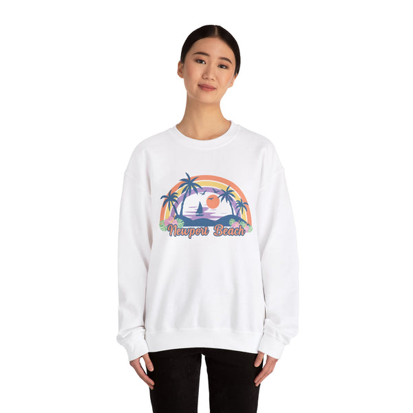 Newport Beach, California Sweatshirt - Unisex Retro Beach Crewneck Newport Beach Sweatshirt