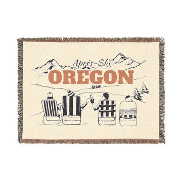 Oregon Ski Town Throw Blanket | Mountain Woven Blanket