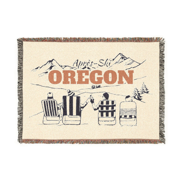 Oregon Ski Town Throw Blanket | Mountain Woven Blanket