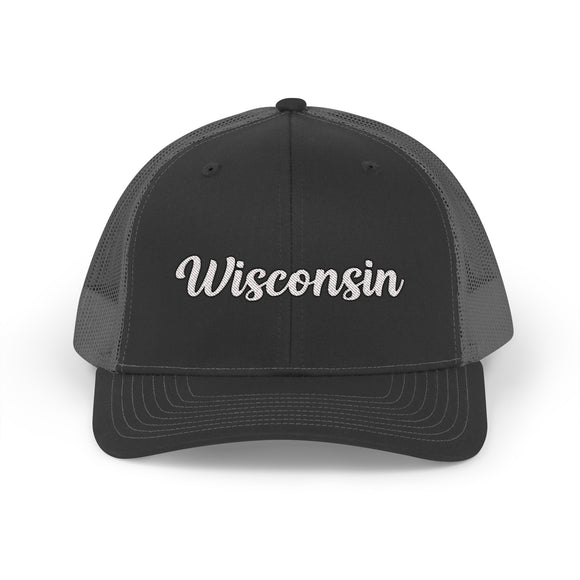 Wisconsin Snapback Trucker Cap - Embroidered Wisconsin Hat