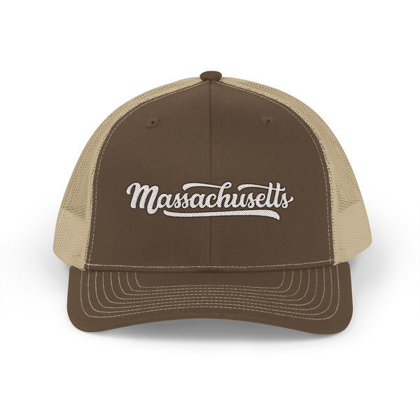 Massachusetts Snapback Trucker Cap - Embroidered Massachusetts Hat