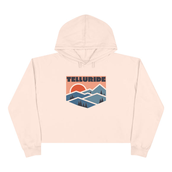 Women's Telluride, Colorado Crop Hoodie - Premium Mountain Crop Sweatshirt