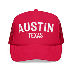 Buy red Austin, Texas Trucker Hat - Austin Cap