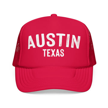 Buy red Austin, Texas Trucker Hat - Austin Cap