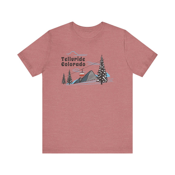 Telluride, Colorado T-Shirt - Retro Ski Mountain Gondola Unisex Telluride Shirt