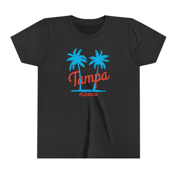 Buy dark-grey-heather Tampa, Florida Youth Shirt - Retro Palm Tree Tampa Kid's T-Shirt