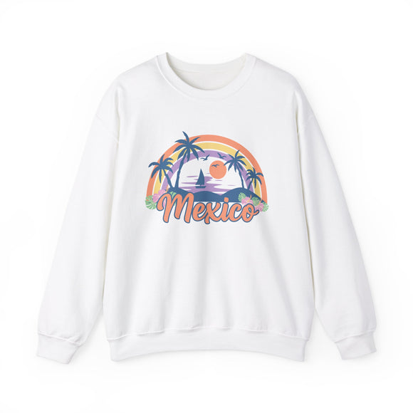 Mexico Sweatshirt - Unisex Retro Beach Mexico Crewneck Sweatshirt