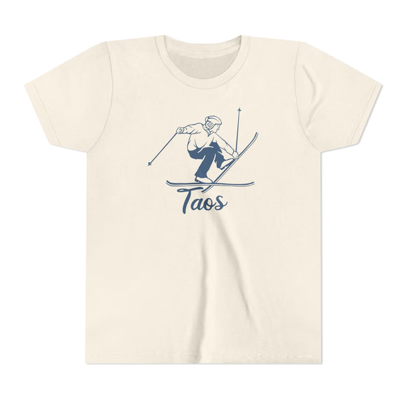 Taos, New Mexico Youth Vintage Snow Ski Graphic Tee - Kids Taos T Shirt