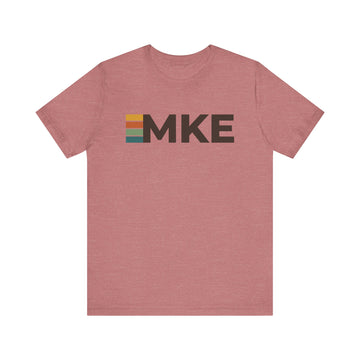 Buy heather-mauve Milwaukee, Wisconsin tee - MKE t shirt retro stripes