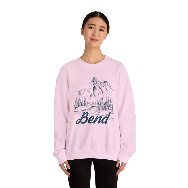 Bend, Oregon Sweatshirt - Mountain Illustration Graphic Crewneck