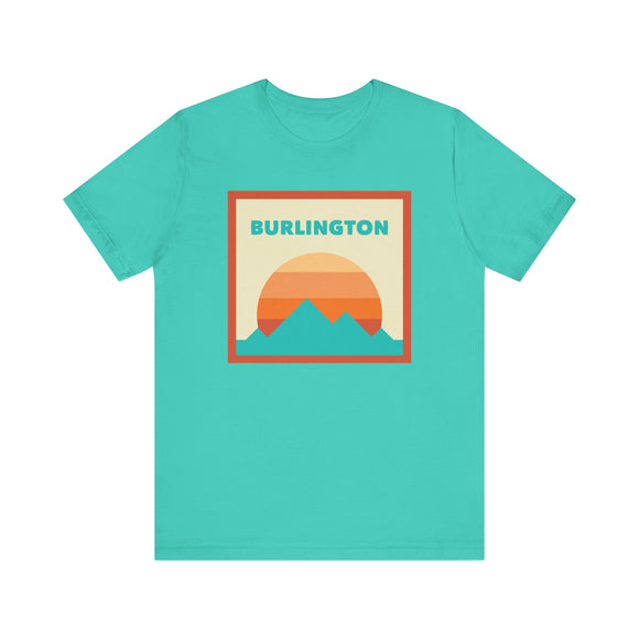 Retro Burlington, Vermont T-Shirt, Mountain Sun Tee, Unisex Graphic Shirt, Vintage Burlington, Vermont Top, Outdoor Adventure Clothing
