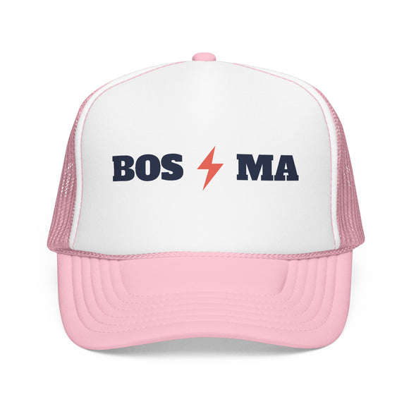 Boston, Massachusetts Retro Trucker Hat - Lightning Foam Cap