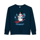Vermont Toddler Sweatshirt - Skiing Snowman Vermont Toddler Crewneck Sweatshirt-3