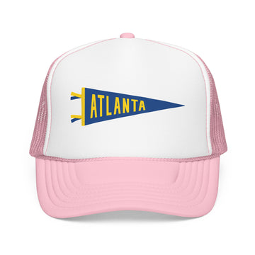 Buy light-pink-white Atlanta, Georgia Pennant Trucker Hat — Retro Flag Foam Cap