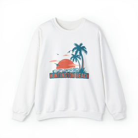 Huntington Beach, California Sweatshirt - Unisex Palm Tree Huntington Beach Sweatshirt