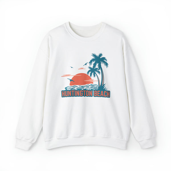 Huntington Beach, California Sweatshirt - Unisex Palm Tree Huntington Beach Sweatshirt