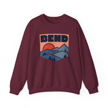Buy maroon Bend, Oregon Sweatshirt Retro Mountains, Bend Unisex Graphic Crewneck