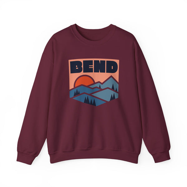 Bend, Oregon Sweatshirt Retro Mountains, Bend Unisex Graphic Crewneck