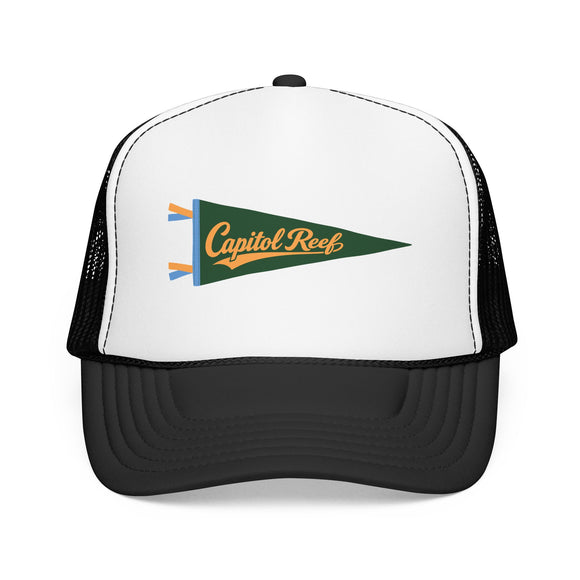 Capitol Reef National Park Pennant Trucker Hat — Vintage Foam Mesh Cap