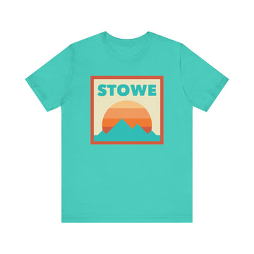 Buy teal Retro Stowe, Vermont T-Shirt, Mountain Sun Tee, Unisex Graphic Shirt, Vintage Stowe, Vermont Top, Outdoor Adventure Clothing