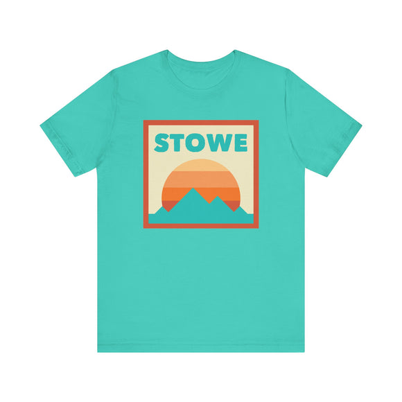 Retro Stowe, Vermont T-Shirt, Mountain Sun Tee, Unisex Graphic Shirt, Vintage Stowe, Vermont Top, Outdoor Adventure Clothing