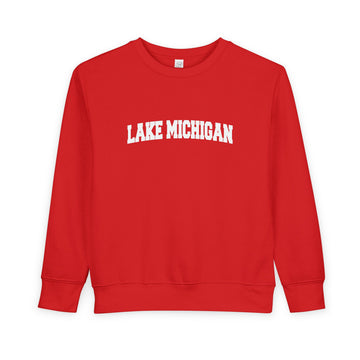 Buy red Lake Michigan Toddler Sweatshirt - Lake Michigan Toddler Crewneck Sweatshirt