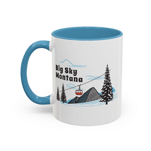 Big Sky, Montana Retro Snow Skiing Mountain 11 oz Mug, Ski Lodge Decor Coffee Cup, Mountain Gondola  Lover Gift, Retro Skiing Mug