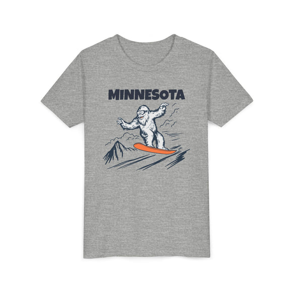 Minnesota Yeti Snowboard Youth Tee - Kids Skiing Shirt