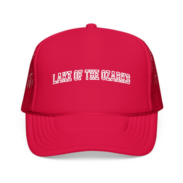 Buy red Lake of the Ozarks, Missouri Trucker Hat — Vintage College Foam Mesh Lake of the Ozarks Cap