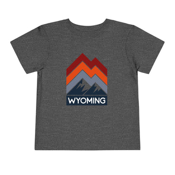 Buy dark-heather-grey Wyoming Toddler T-Shirt - Retro Palm Tree Unisex Toddler Wyoming Shirt