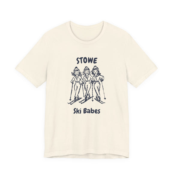 Stowe, Vermont Ski Babes T‑Shirt — Retro Skiing Graphic Tee