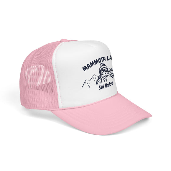 Mammoth Lakes, California Ski Babe Trucker Hat — Foam Mesh Cap