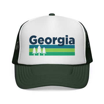 Buy dark-green Georgia Retro Trees Trucker Hat - Vintage Style Georgia Cap