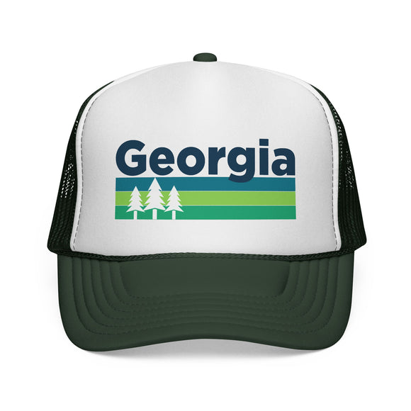 Georgia Retro Trees Trucker Hat - Vintage Style Georgia Cap