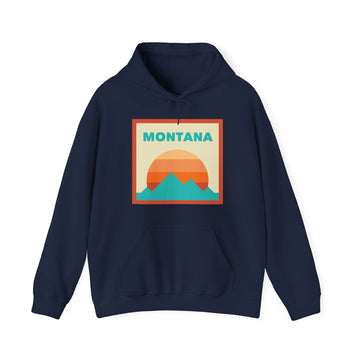 Buy navy Montana Mountain Sun Hoodie - Unisex Montana Hooded Sweatshirt, Montana Travel Sweatshirt, Montana Sunset