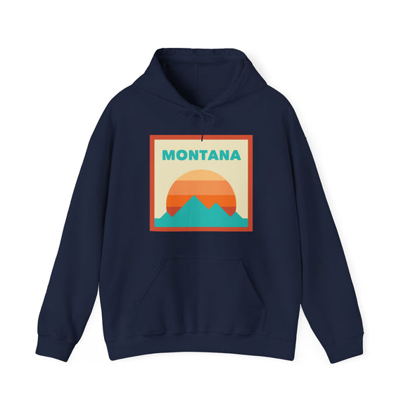 Montana Mountain Sun Hoodie - Unisex Montana Hooded Sweatshirt, Montana Travel Sweatshirt, Montana Sunset
