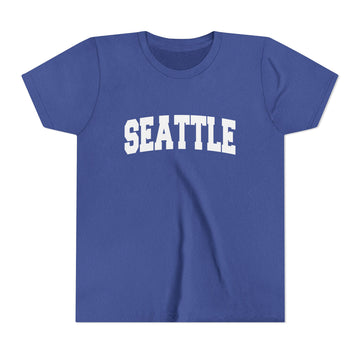 Buy heather-true-royal Seattle, Washington Youth Graphic Tee - Kids Seattle T Shirt