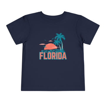 Buy navy Florida Toddler T-Shirt - Retro Palm Tree Unisex Toddler Florida Shirt