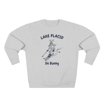 Buy heather-grey Premium Lake Placid, New York Ski Bunny Sweatshirt