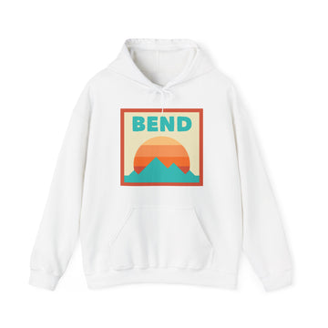 Buy white Bend, Oregon Mountain Sun Hoodie - Unisex Bend, Oregon Hooded Sweatshirt, Bend, Oregon Travel Sweatshirt, Bend, Oregon Sunset