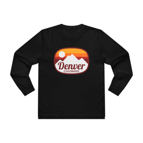 Denver, Colorado Mens Base Long-sleeve Tee - Retro Ombre Heavy Weight Long Sleeve T-shirt