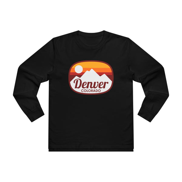 Denver, Colorado Mens Base Long-sleeve Tee - Retro Ombre Heavy Weight Long Sleeve T-shirt
