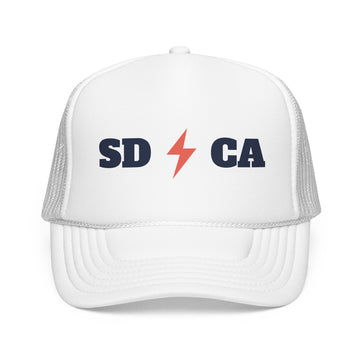 Buy white San Diego, California Retro Trucker Hat - Lightning Foam Cap - Lightning